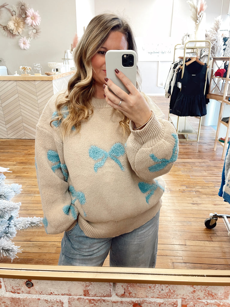 Blue Bow Sweater