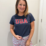 USA Baby Tee in Navy