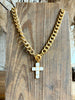 Gold Chain Necklace with White Cross