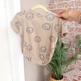 Quincy Mae Relaxed Short Sleeve Bubble Romper Lion