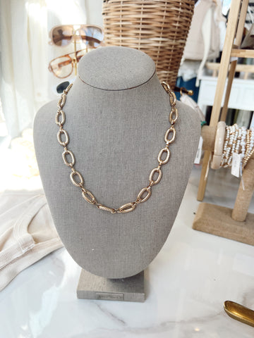 Textured Gold Chain Linked Necklace