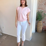 Mid Rise Flare Fringe White Denim