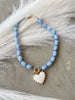 Stone Necklace with Heart Charm- Blue