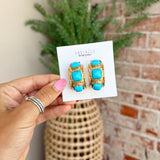 Chunky Blue Stone Gold Hoops