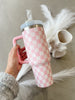 Checkered Bow Tumbler in Pink