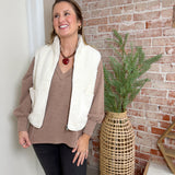 Fleece Zip Up Vest in White