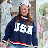 USA Thick Hem Mock Neck Sweatshirt