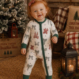 Country Christmas Bows Zip Jammies