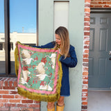 Crane Silk Fringe Scarf