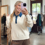 Detailed in Denim Sweater