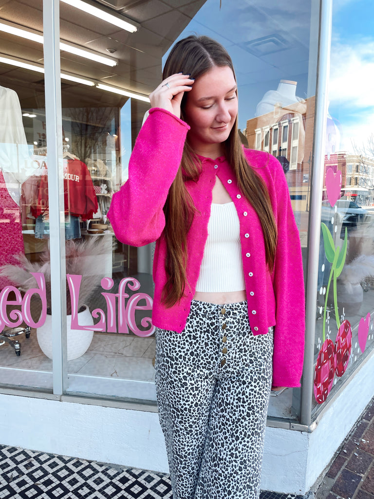 Spring Breeze Cardigan in Fuchsia