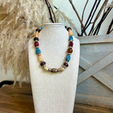 Multi Bead & Metal Disk Necklace - Multi
