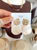 Teardrop Shell & Hammered Round Earrings - Cream/Gold