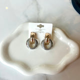 Twotone Textured Door Knocker Earrings
