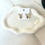 Ribbon and Heart Dangle Earrings