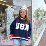 USA Thick Hem Mock Neck Sweatshirt