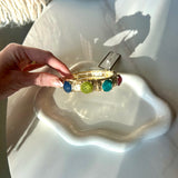 Faceted Round Stone & Textured Bracelet - Multi