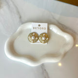 Pave Pearl & Textured Disk Earrings