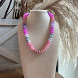 Pink/Purple Beaded- Necklace