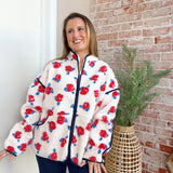 Red Floral Fleece Jacket