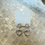Double Horsebit Earrings in Silver