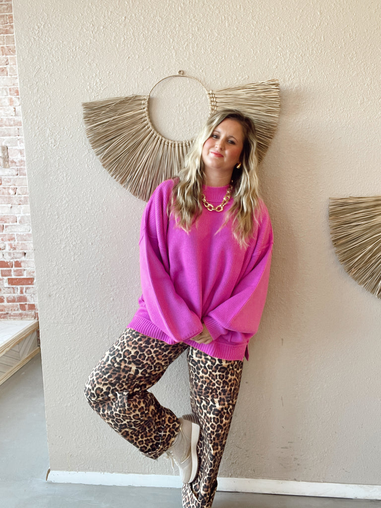 Cheetah Cropped Wide Leg Pants