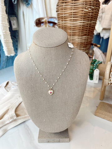 Blue and White Chunky Charm Necklace