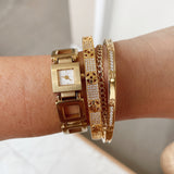 Pave CZ & Nail Head Bangle Bracelet