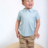 Goosies Polo Shirt - Gingham in Cottage Blue