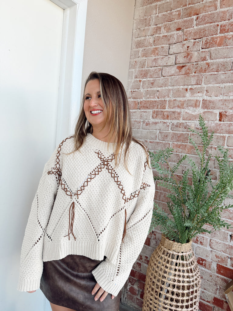 Braided Tassel Knit Sweater