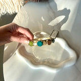 Faceted Round Stone & Textured Bracelet - Multi