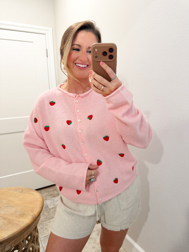 Spring Breeze Cardigan in Strawberry