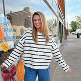 Spring Breeze Cardigan in Brown Stripes
