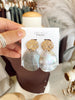 Teardrop Shell & Hammered Round Earrings - Grey/Gold