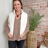 Fleece Zip Up Vest in White