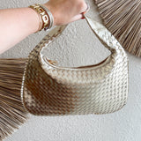 Adela Woven Gold Bag