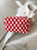 Checkered Cosmetic Bag in Red