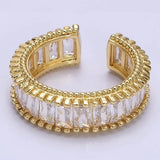 16K Gold Filled Clear Cz Baguette Lined Band Ring
