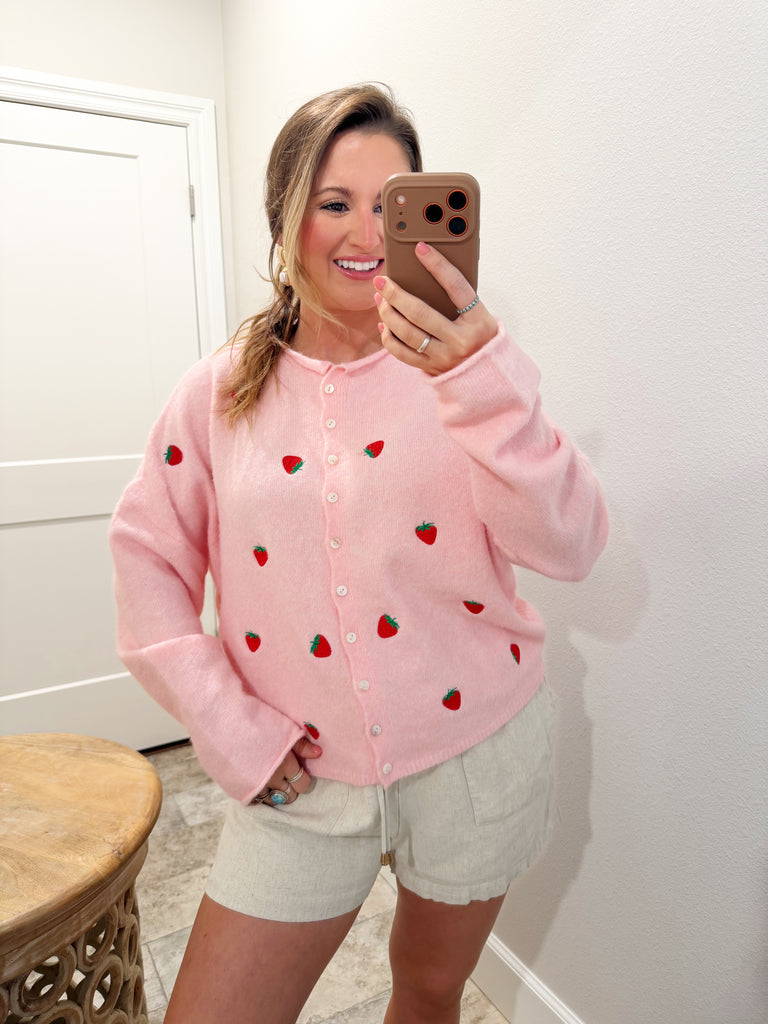 Spring Breeze Cardigan in Strawberry