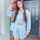 Sage Stripe Set- Shorts
