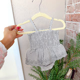 Quincy Mae Smocked Romper Gingham Sage