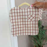 Quincy Mae Woven Boxy Top Rustic Plaid