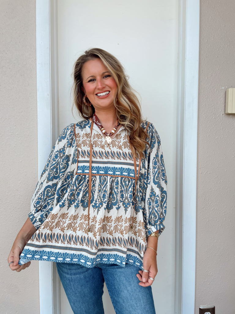 Tans and Blues Top