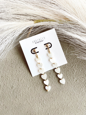 Cream and Gold Square Top Circle Earrings