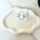 Twotone Accented Bar Stud Hoops