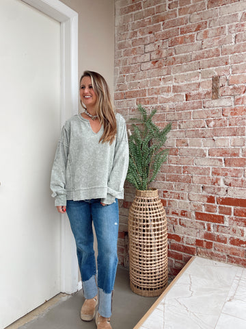 Lazy Days Set in Sage- Pullover