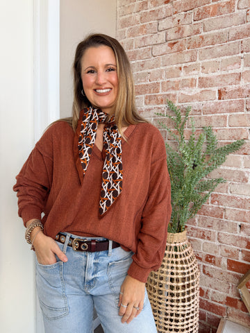 Denim Detail Sweater