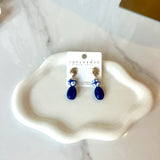 Mixed Shaped Resin & Ceramic Beads Earrings Blue