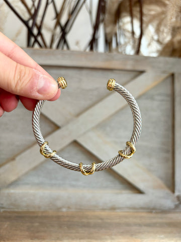 Linked Double Pearl & Brass Bow Earrings