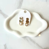 Round Pearl Metal Linear Earrings